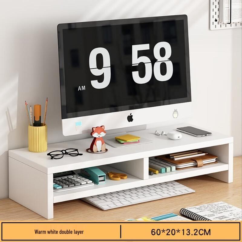 Lilang Double-Layer Wood Monitor Riser with Storage