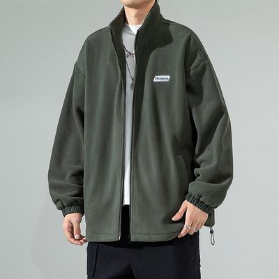 Polarfleecejacke Herren Frühling neu einfarbig Stehkragenjacke ins Koreanischer Stil trendig locker lässig Paar Oberteile