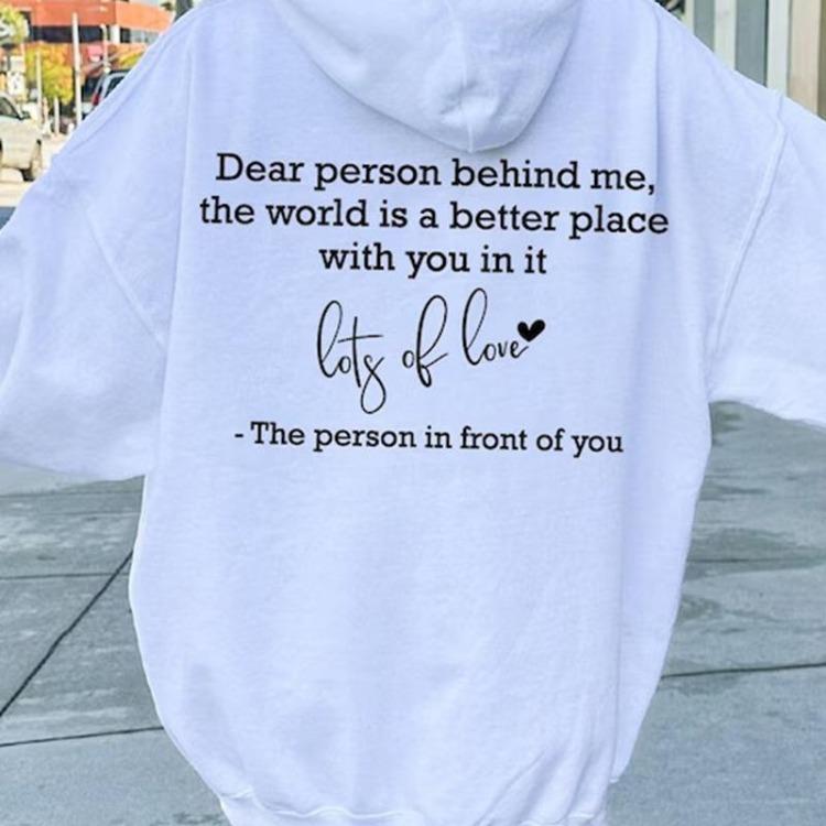 Personalised Be Kind Hoodie Long Sleeve Sweatshirt Dear Person Behind Me Mental Health Awareness