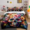 Colorful Floral Skull Decoration Print Bedding Set 1 Duvet Cover 2 Pillowcases For Adult And Children Luxury Gift Full Size