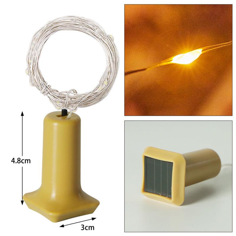 6pcs 8led Cork Wine Bottle Stopper String Light Rechargeable Solar Fairy Lights For Outdoor Party