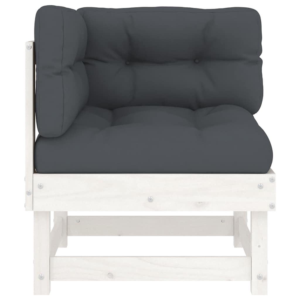 vidaXL Corner Sofas with Cushions 2 Pcs. White Solid Wood Pine