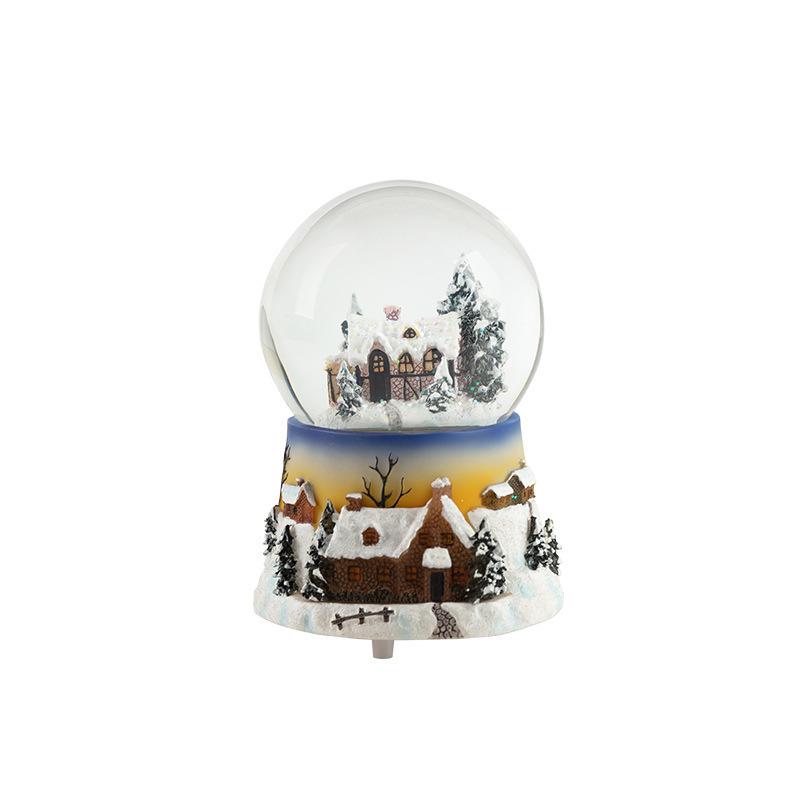 Castle In the Sky Crystal Music Box: Glowing Snowfall Ornament for Christmas & Children's Day