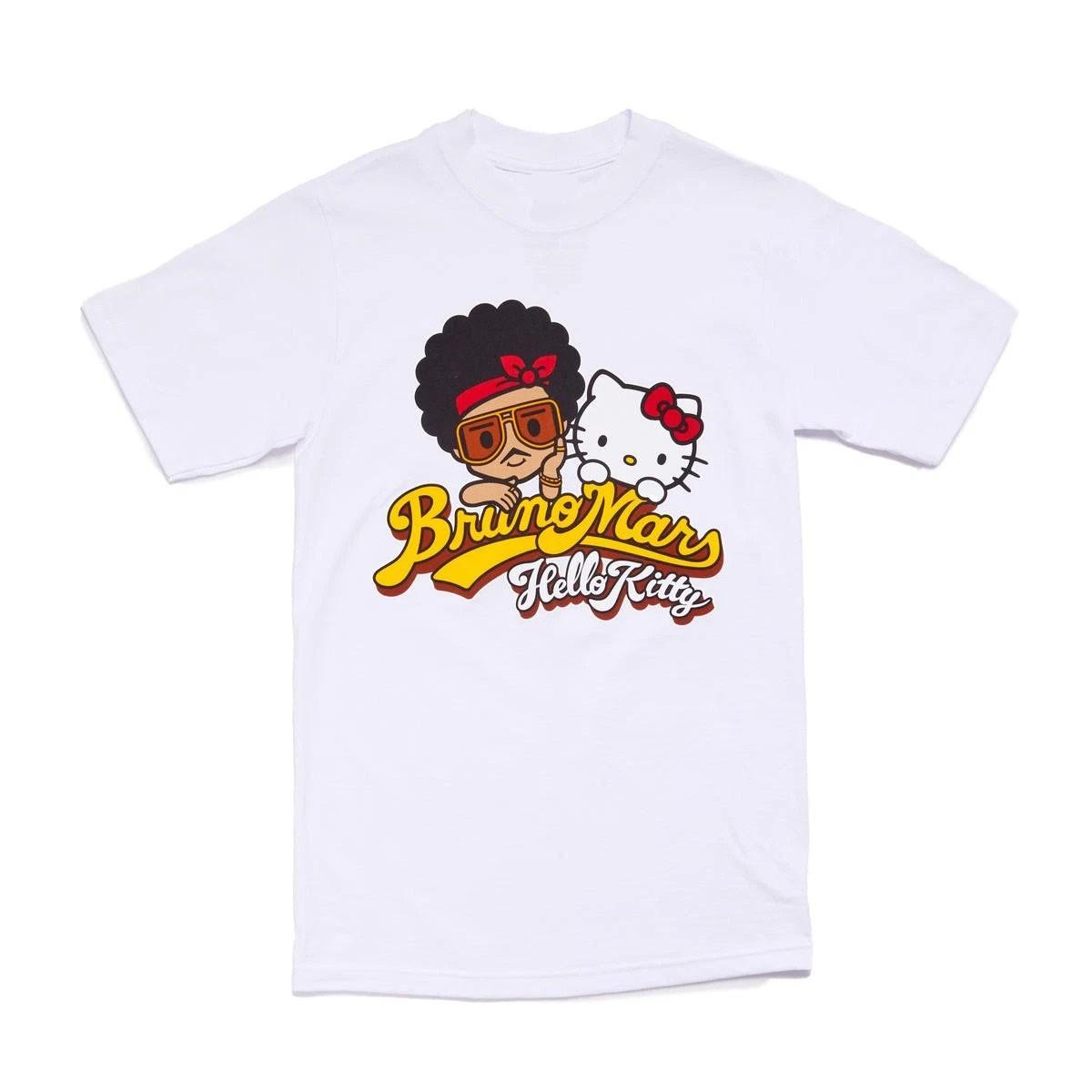 Bruno Mars Hello Kitty Logo Script Reprint T-Shirt White Graphic S разноцветный