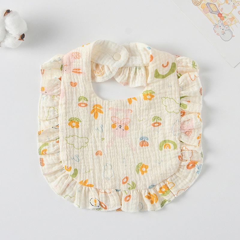 Ruffle Baby Drool Bibs: Pure Cotton Printed Lace Bibs