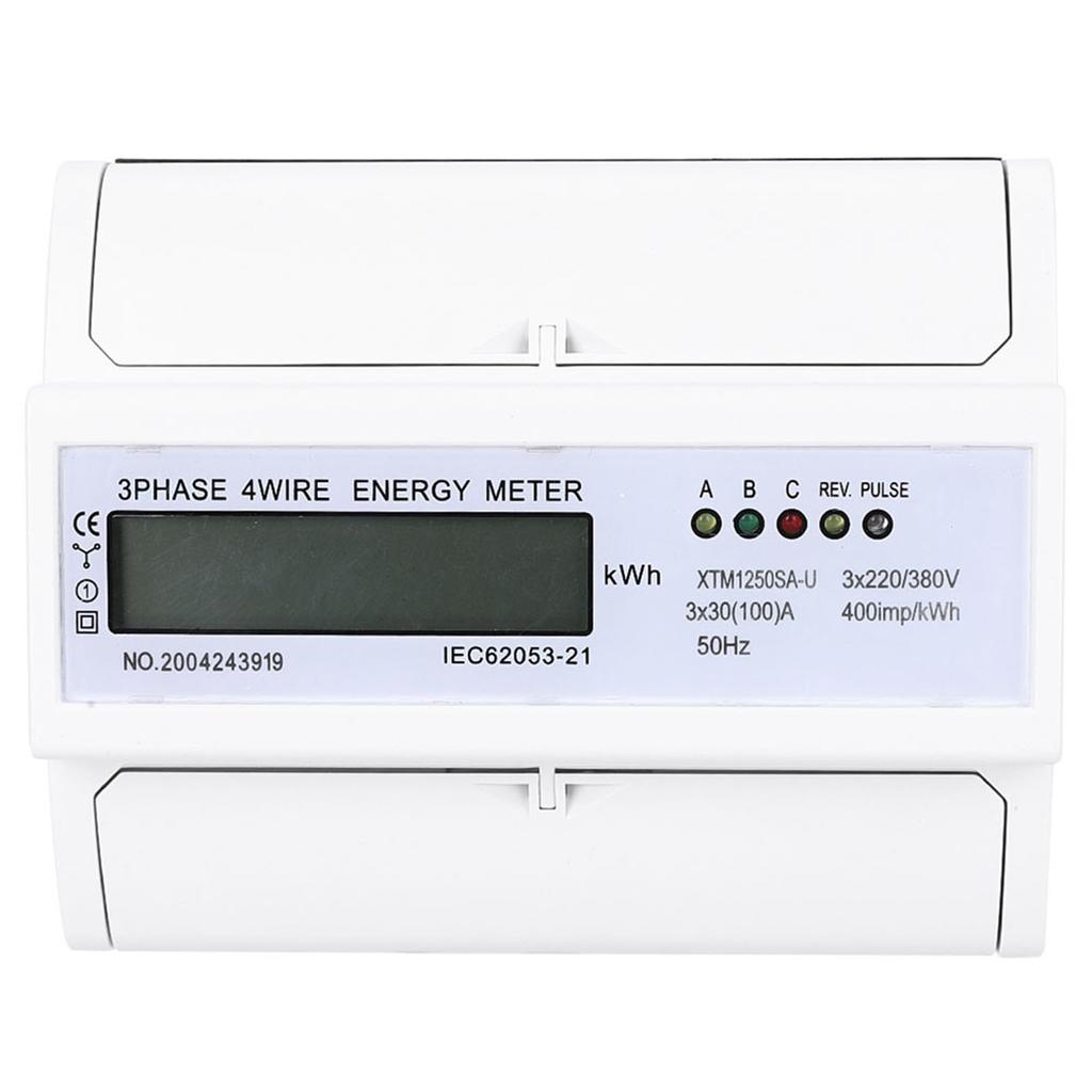 Digital 3 Phase 4 Wire 7P Din Rail Electric Meter Electronic KWh Meter(30(100)A)