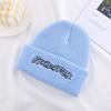 Letter Embroidered Wool Hat Korean Version Ins Fashionable Autumn and Winter Style Warm and Cold Knitted Hat Striped Versatile Cold Hat