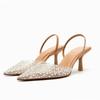 Women's Pointed Head High Heeled Sandals Summer 2024 Sexy Woman Shoes Fashion Pearl Decoration Slingback Woman Pumps