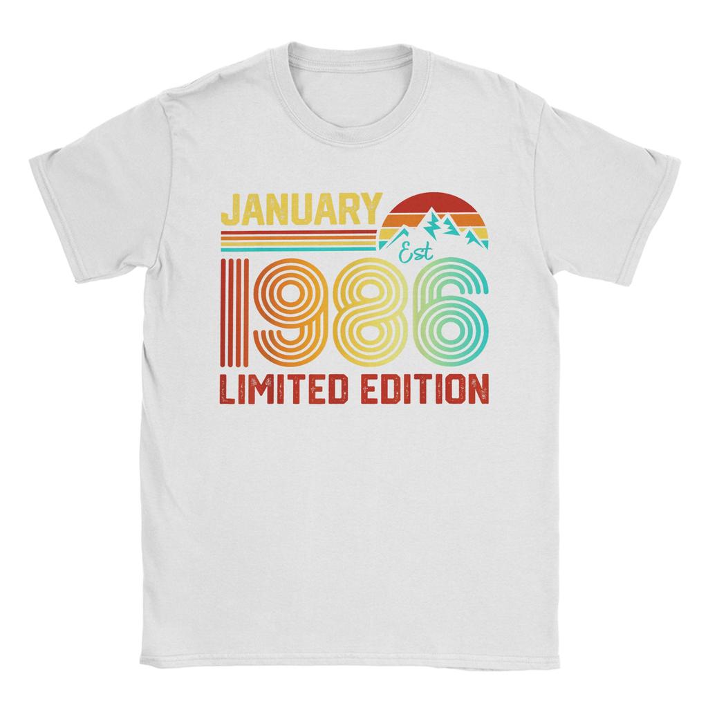 Vintage T Shirt Beach Retro January 1986 Limited Edition 40YearOld 40th Birthday Fashion TShirts Cotton Tee Shirt for Men