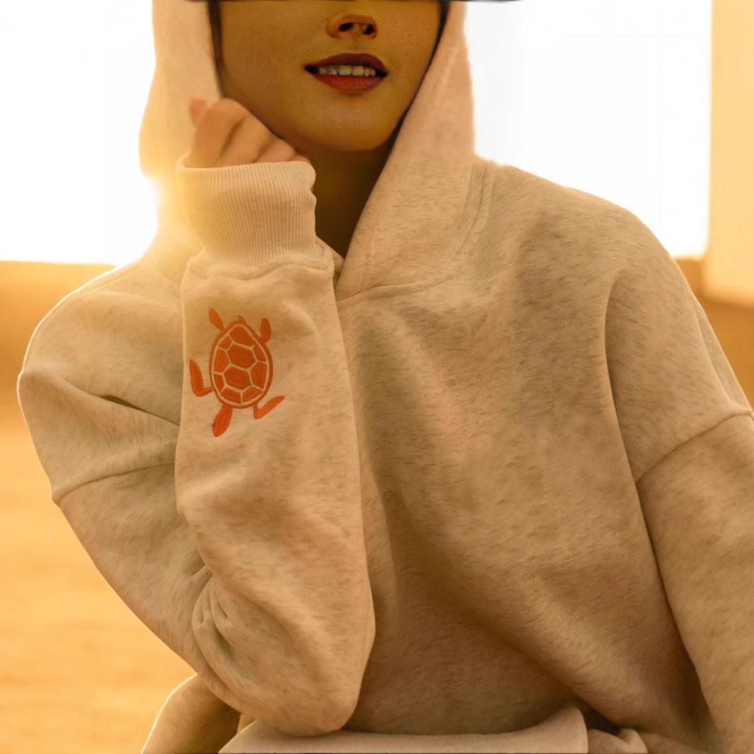 

Европейская и американская мода Женская вышитая флисовая хлопковая толстовка XS