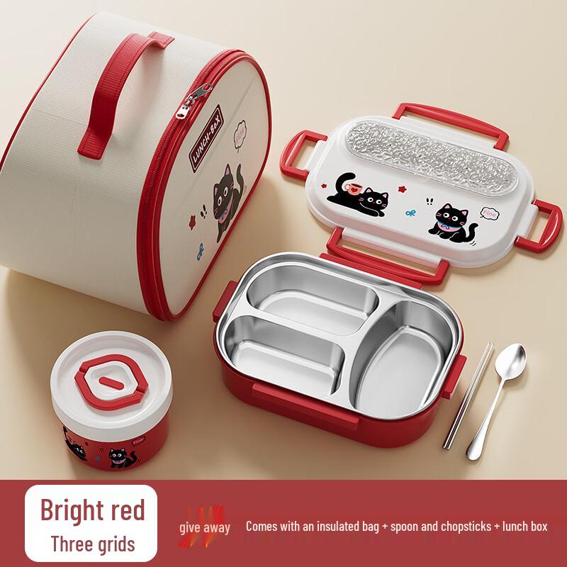 316 Stainless Steel 3-Compartment Lunch Box Set