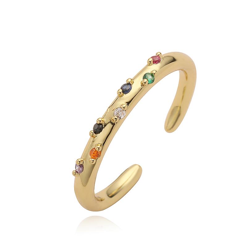 HECHENG,Brass 18K Golden Plated Rainbow Colour Inlaid Cubic Zirconia Ring Women s Gold Star Shaped Ring Jewellery Gifts resizable