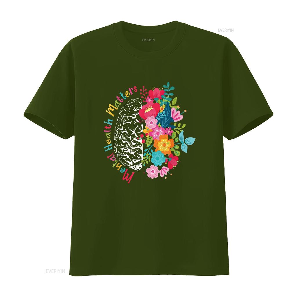 Mental Health Matters Awareness Brain Neurodiversity Emotion T Shirt vintage Washed homme Versatile Unisex fashion Comfortable