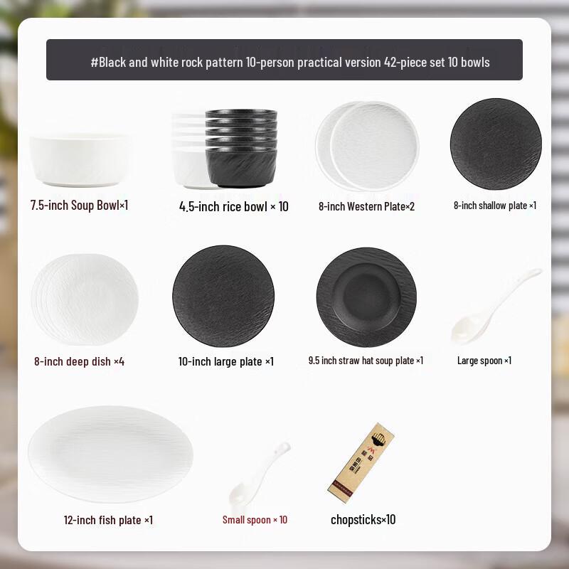 Kangmo 42-Piece Frosted Matte Ceramic Dinnerware Set