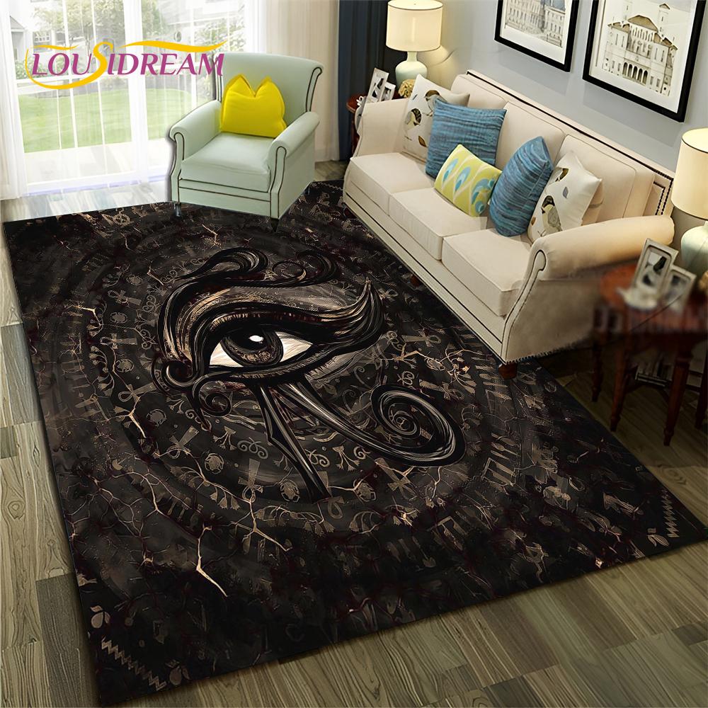 Egyptian Mythology Pharaoh Hieroglyphics Carpet Rug for Home Living Room Bedroom Sofa Doormat Decor,Area Rug Non-slip Floor Mat