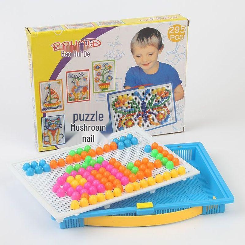 Interlocking Mushroom Nails Puzzle Toy for Kids - Creative Assembly Blocks for Boys & Girls, Perfect Birthday or Kindergarten Gift