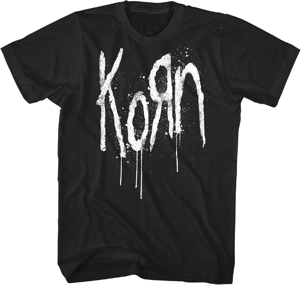 Korn Band White Graffiti Dripping Logo Black T-shirt
