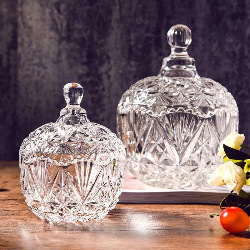 Small Cylindrical Transparent Glass Candy & Storage Box