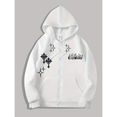 Y2K Gotische Mode Geprinte Rits Hoodie, een Modieuze Straatmode Rits Hoodie Geschikt voor Casual Gelegenheden