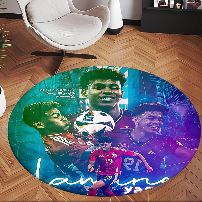 Lamine (19) Round Office Rug Decorative Floor Rug for Office Bedroom Living Room and Home Space