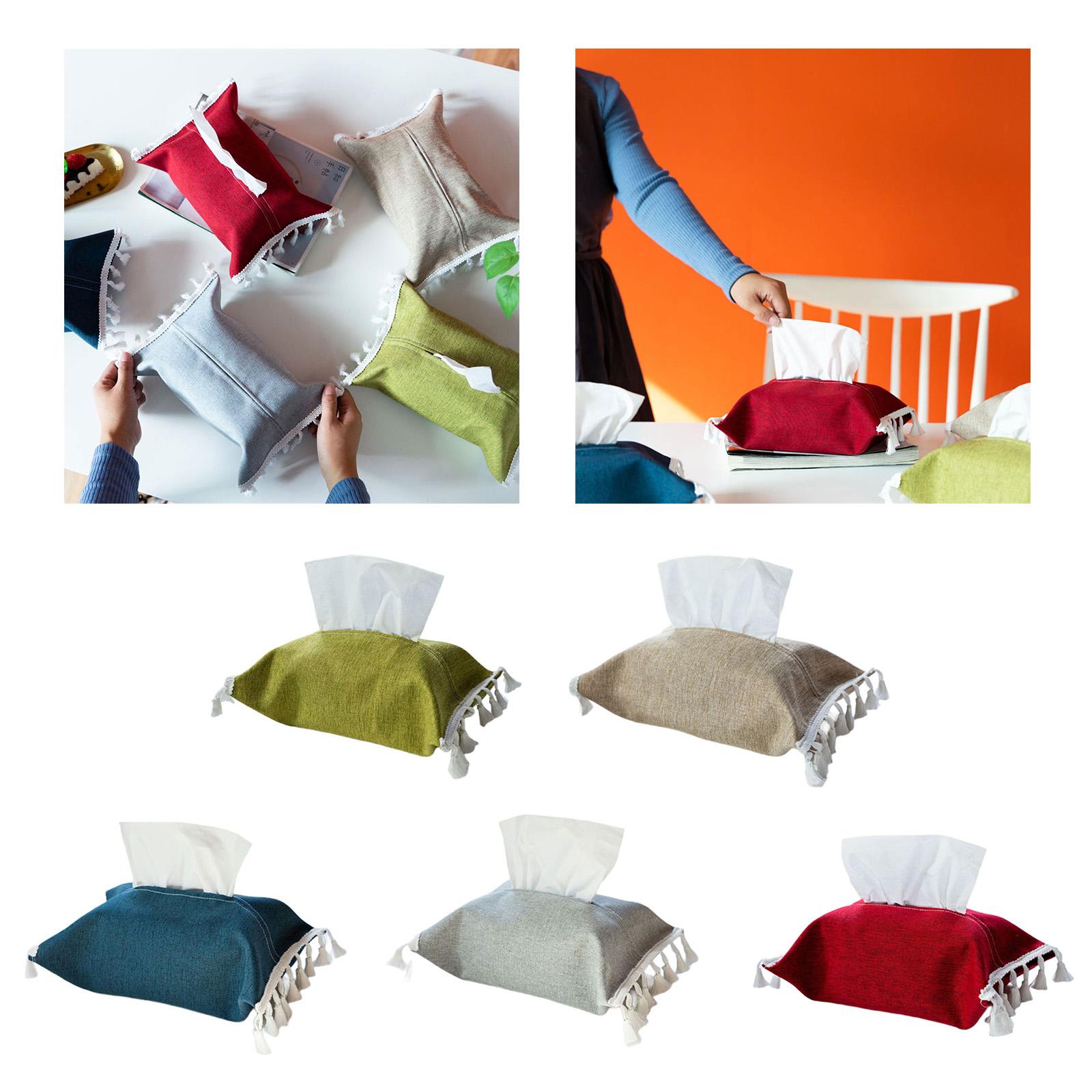 

Elegant Sturdy Fabric Tissue Box Cover Portable for Home and Office Decoration with Soft Cotton Linen Materials кавовий