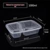 Two-Compartment 1000ml Black Rectangular Disposable Bento Lunch Box