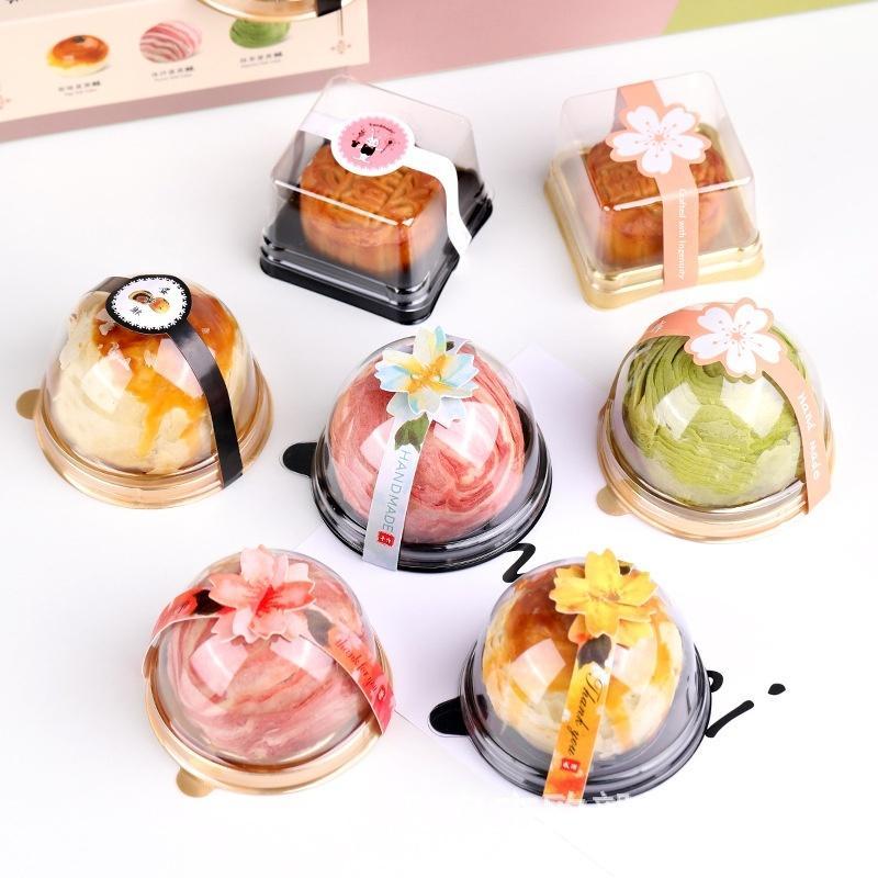 Dessert Gift Packaging Boxes 50Pcs Food Grade Plastic Egg Yolk Pastry Containers for Home Baking Gifting Party Supplies