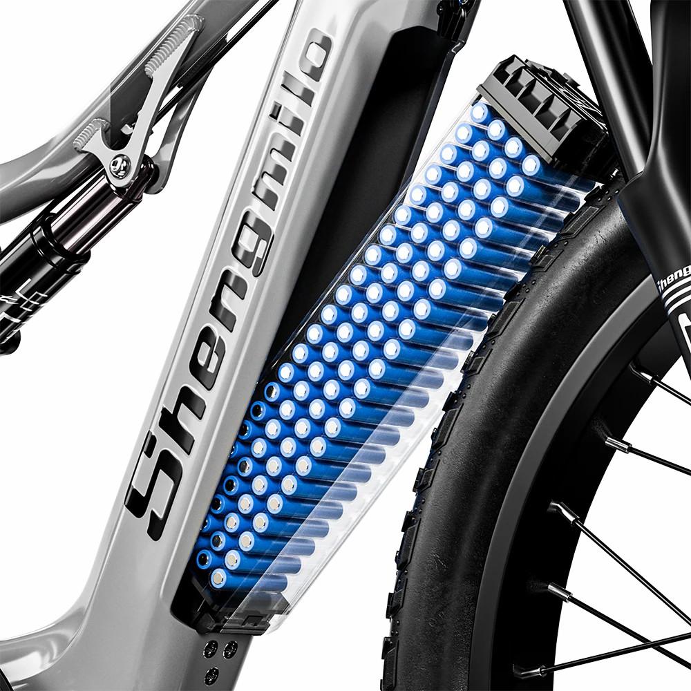 Electric Bicycle Shengmilo 26" 1000Wx2 Motor Full Suspension 48V 17.5AH Adult Ebike Top Speed 45Km/h 7 Speed Grey S600