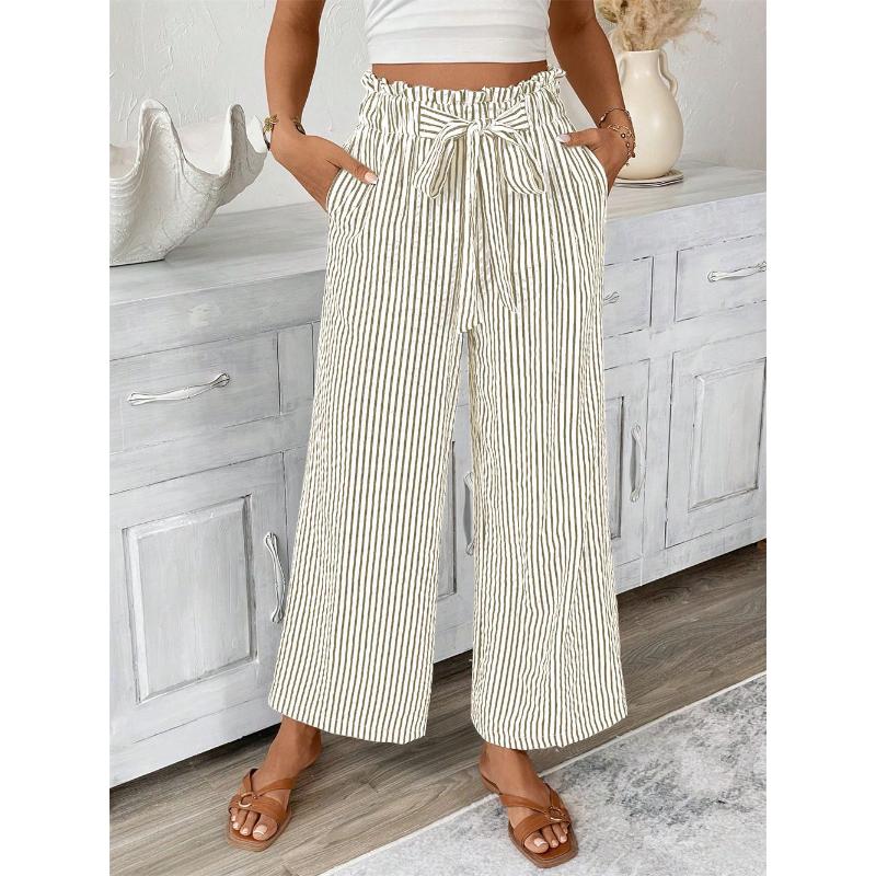 2025 New Autumn Women's Striped Casual Elegant Straight Pants
