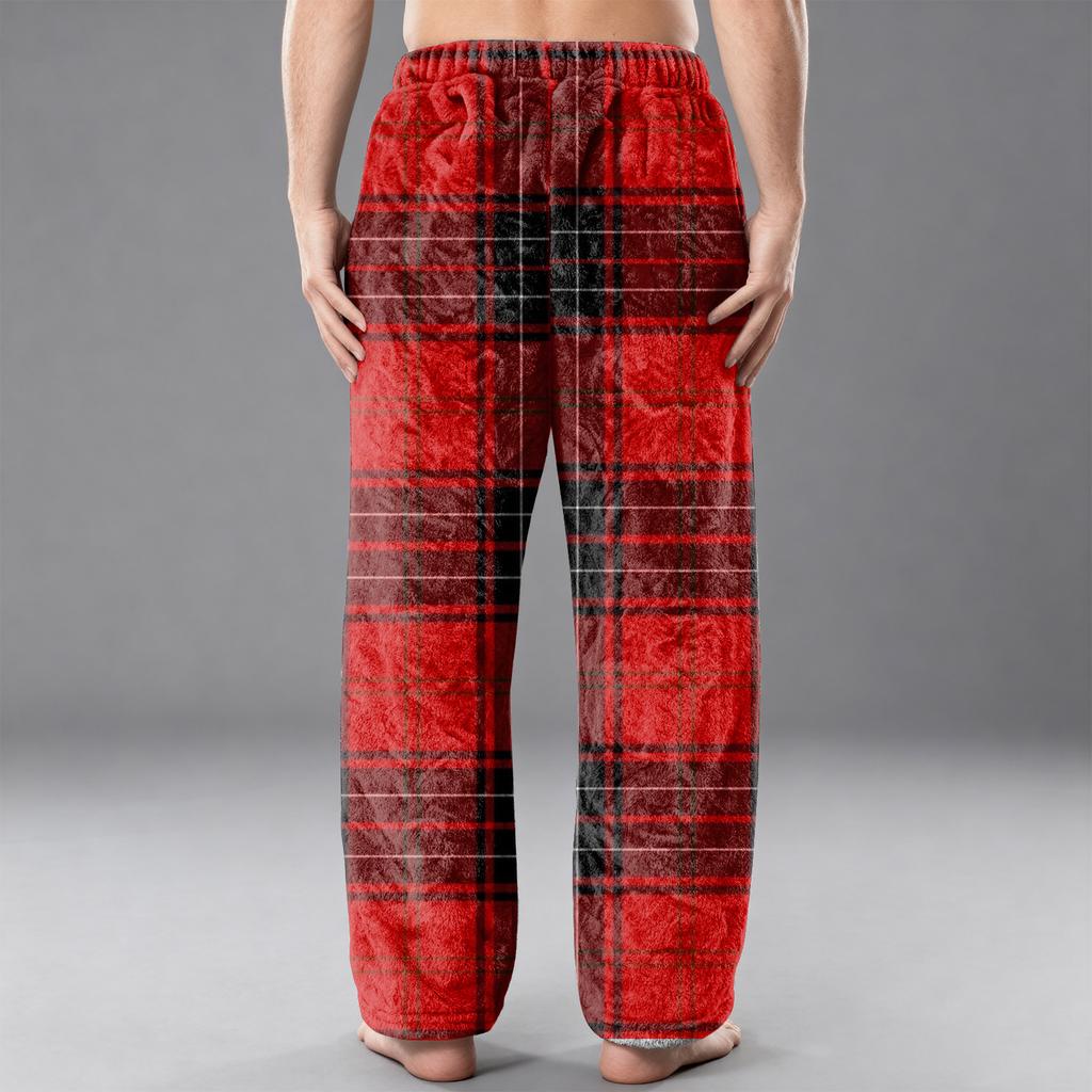 Men's Flannel Pocket Casual Pants, Printed Pocket Casual Pants, Home Sleeping Pants