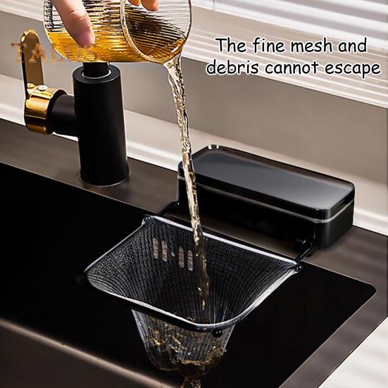 Sink Filter Rack Drain Stand Waste Garbage Net Shelf Anti-Clogging Disposable Mesh Bag Kitchen Sink Strainer with Removable Suction Cup