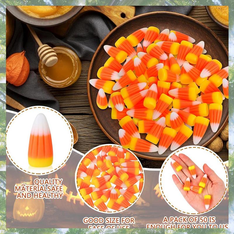Premium-50 PCS Halloween Resin Candy Corn As Shown Resin Fall Faux Fake Corn Scrapbooking Embellishments