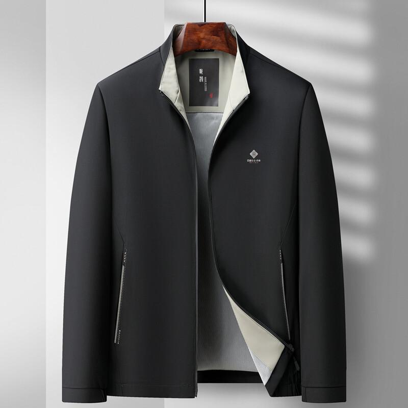 

Spring New Stand-up Collar Jacket Casual Versatile Jacket Men s Middle-aged and Elderly Father s Clothing 4XL чёрный