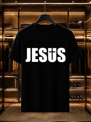 2026 New 100 Cotton Tshirt Jesus Cross Letter Religious Print Minimalist Casual Short Sleeve