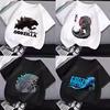 Godzillas Boys T-shirt Clothing Cartoon Child Black White Tee Anime Summer Short Sleeved Clothes Cute Kids Sweat Absorption Tops