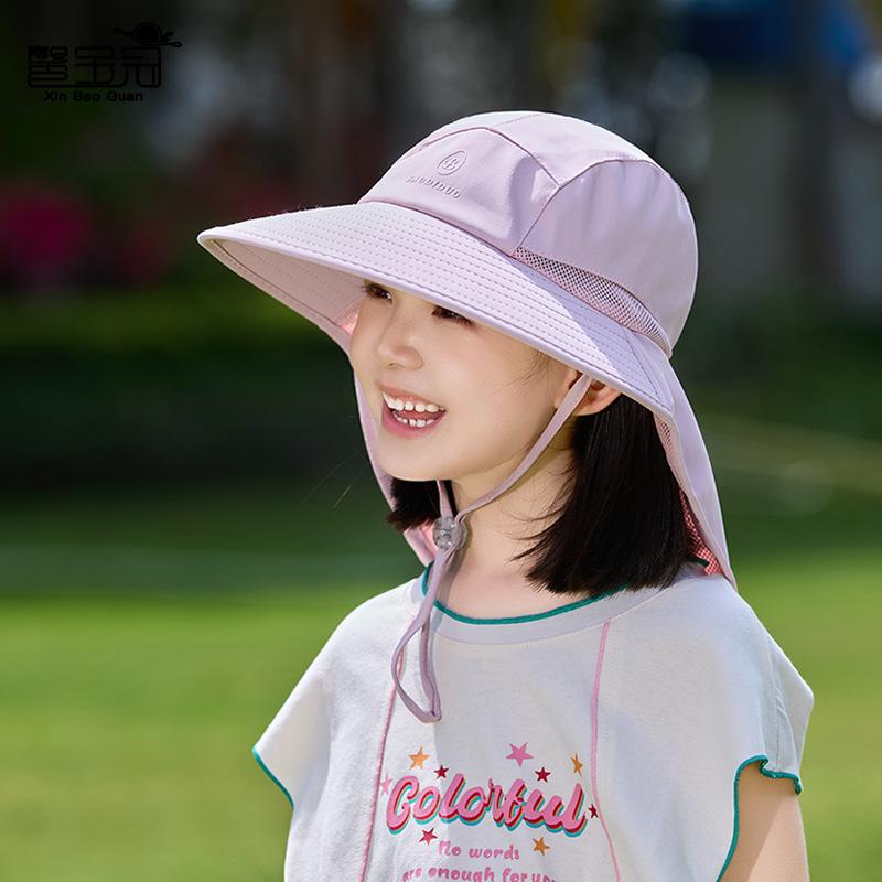 Children's hats boys and girls outdoors big eaves shawl neck protection sun hat summer breathable sun protection bucket hat