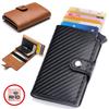Men's RFID Blocking Pop-Up Card Holder, Men's Premium PU Leather & Metal Slim Wallet, Women's Automatic Business Casual Card Bag
