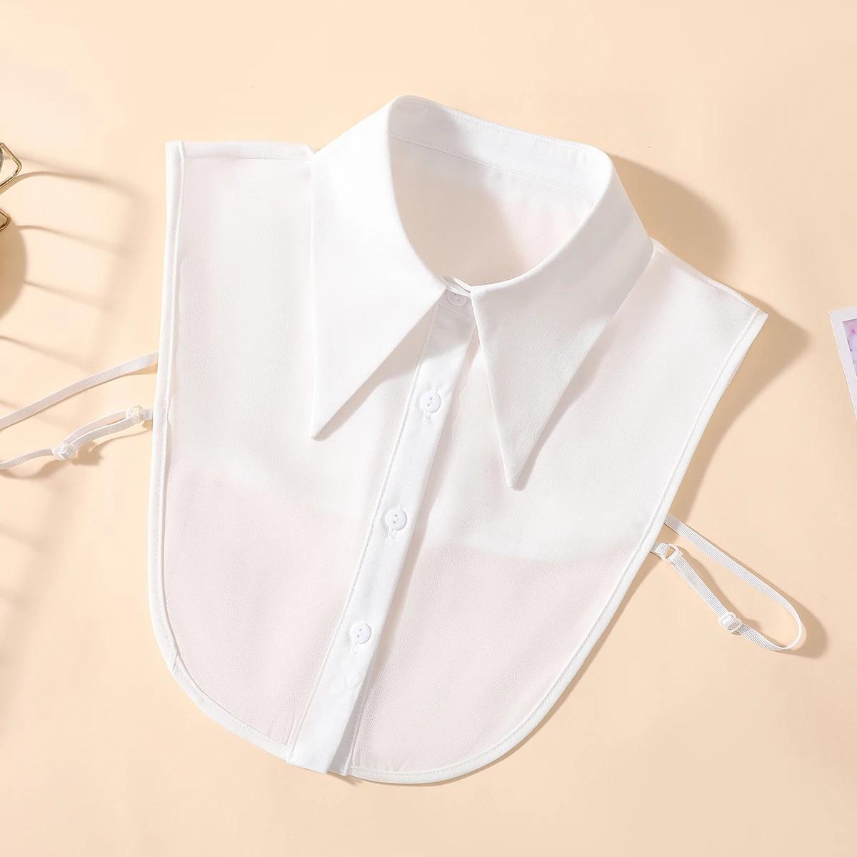 

Женский шифоновый воротник-стойка с длинными концами, съемный воротник, профессиональный, повседневный, декоративный воротник, белый, красный, черный, набор из трех штук