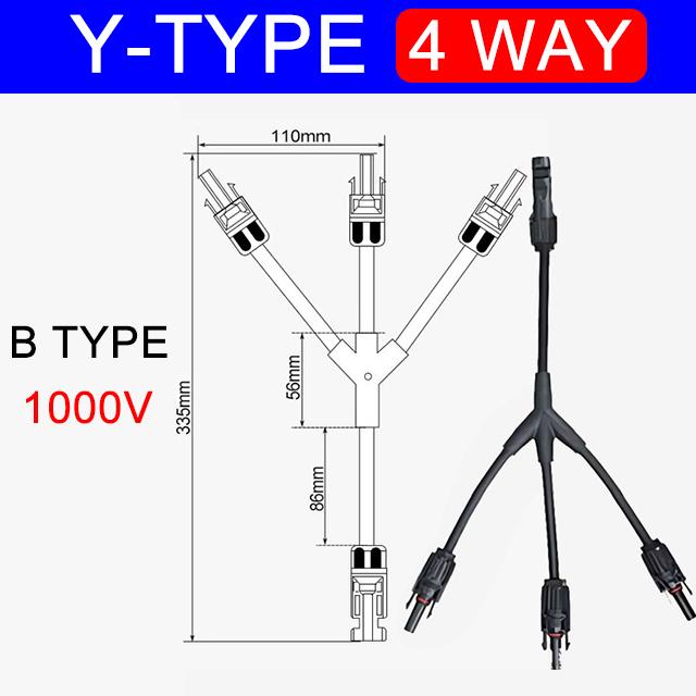 1/5/20/100 Sets Photovoltaic Solar Connector 1000V 30A Male Female 3-Way 4-Way 5-Way Plug DC PV Y Type 1 To 2/3/4 Adapter