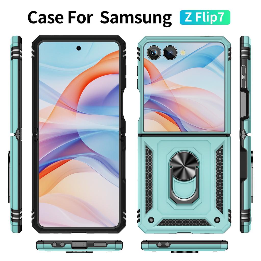 For Samsung Galaxy Z Flip7 5G Case TPU + PC Phone Cover with Ring Kickstand Drop Protection