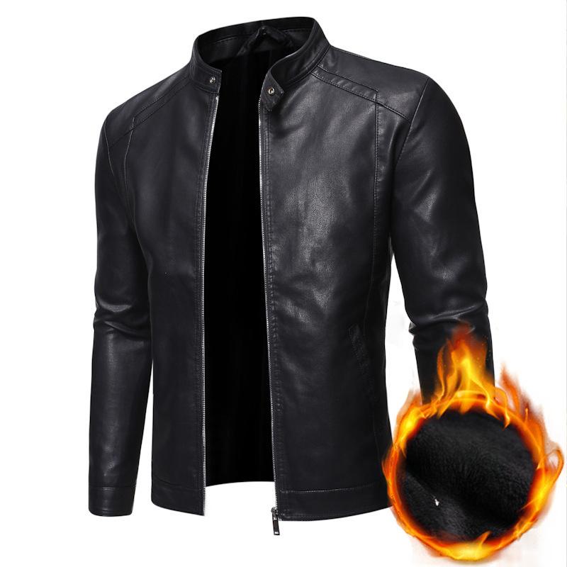 Leather Jacket Men's Youth Korean Style Slim Handsome Casual Men's Leather Jacket Motorcycle Jacket