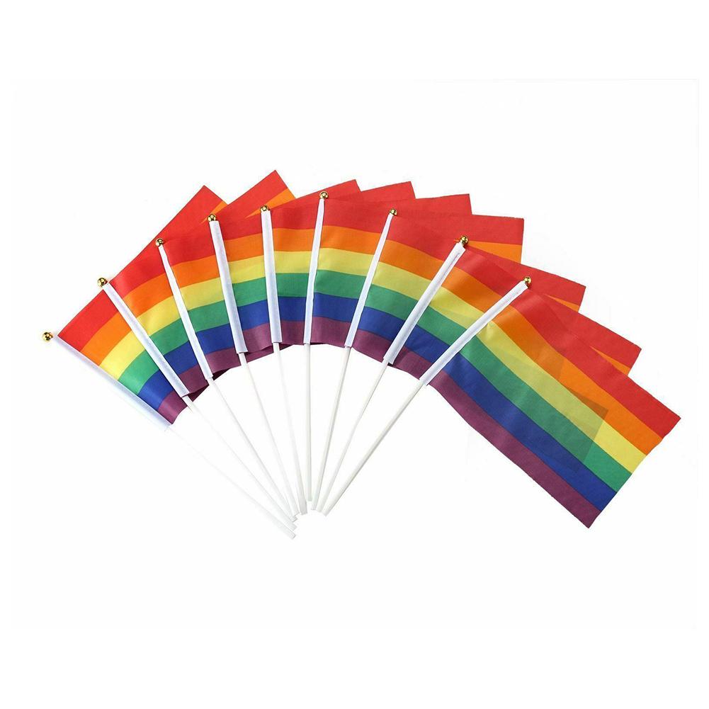 Lebendige Regenbogen-Pride-Flaggen für Desktop-Partys und Märsche, Set mit 10/20/50 Stück