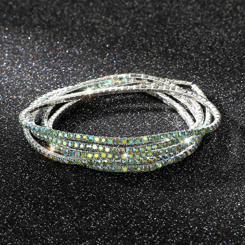 Diamond Elastic Bracelet 2mm Single Row Color Rhinestone Bracelet Women's Bracelet Women's Grab Chain Full Diamond Jewelry