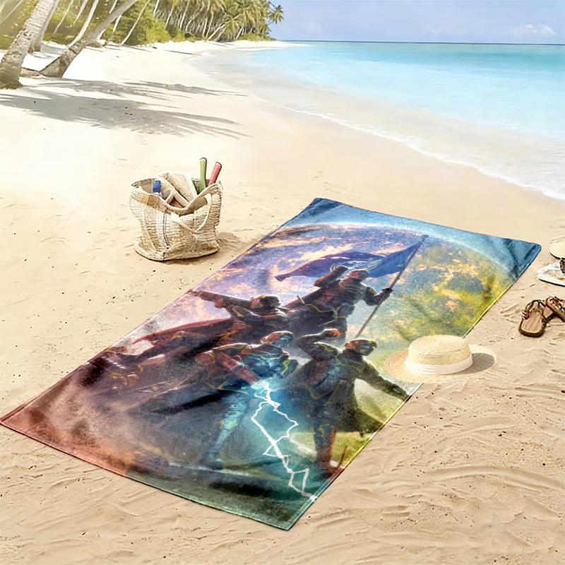 Helldivers Print Beach Towel Large Soft Quick Dry Towel For Beach Camping Swimming