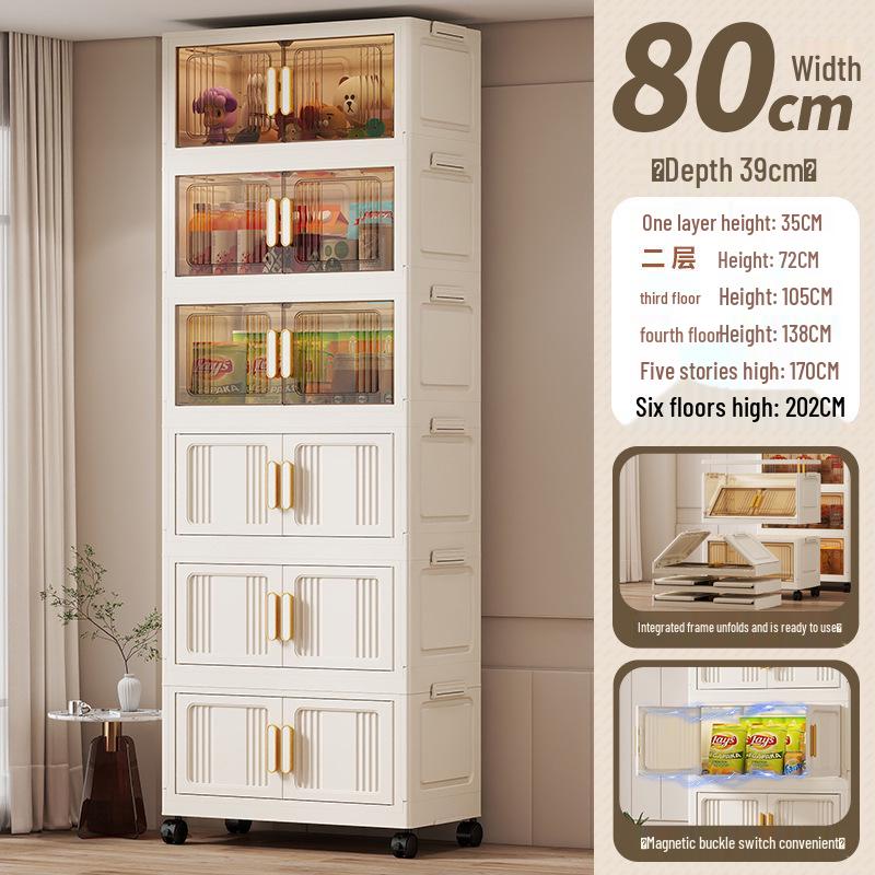 Portable Multi-Layer Folding Storage Cabinet for Kitchen and Living Room