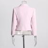 2025 Rosa 3D-Rose Zweiteiler: Slim-Fit Blazer & Plissee-Midirock