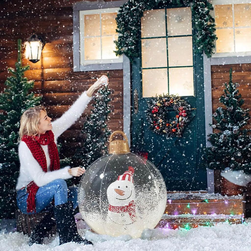 Weihnachten Aufblasbares Spielzeug 60cm Schneeflocke Weihnachtskugel PVC Outdoor Aufblasbare Dekoration Weihnachten Schneemann Kugel Mittelkugel