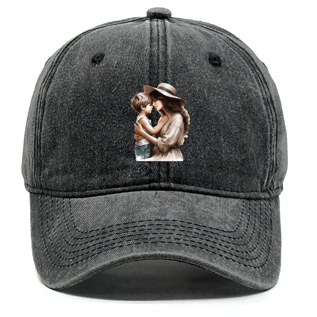 

Регулируемая солнцезащитная шляпа с принтом «Мама», Семейная спортивная шляпа в винтажном стиле, Легкая ткань без стрейча, Однотонная бейсболка с застежкой-кнопкой as the picture чёрный