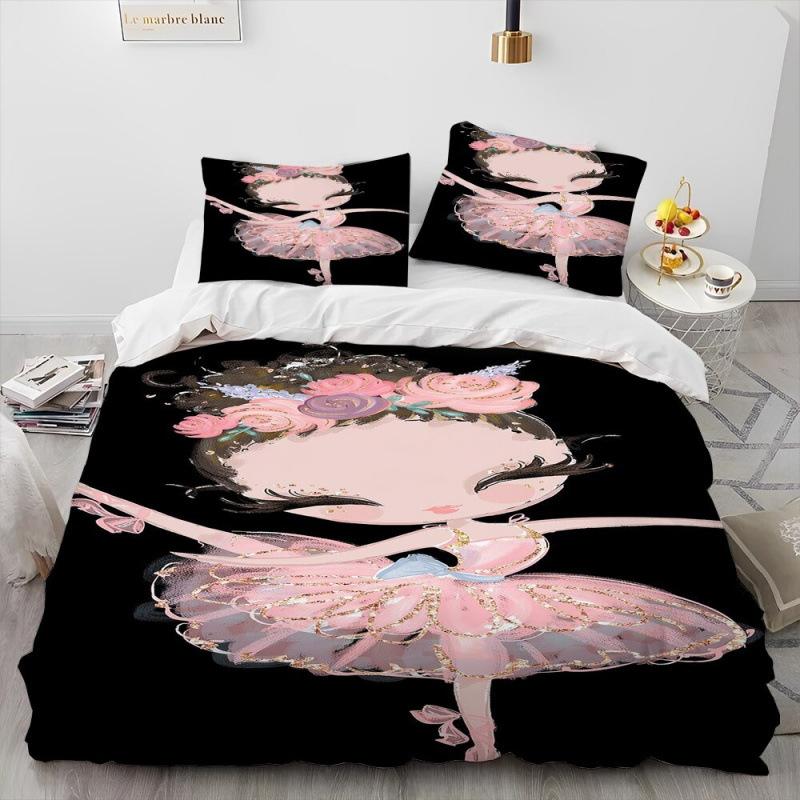 Girls Ballet Dance Duvet Cover Three-Piece Bedding 3D Printed Sheet Quilt Cover Pillowcase