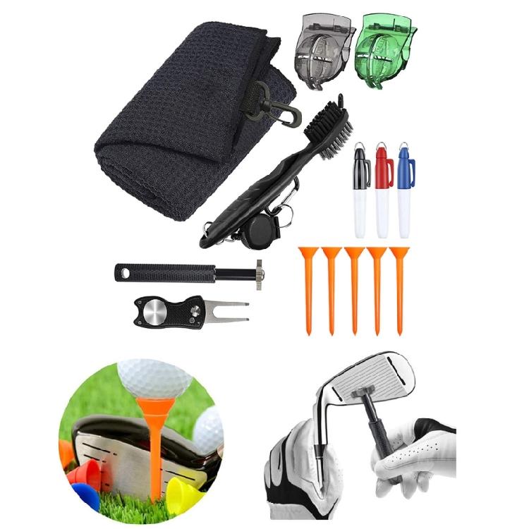 Multi-in-1 Golf Club Cleaning Set and Pitch Repair Tool Accessory for Golf Bag